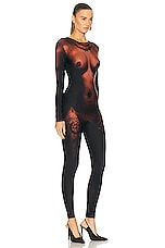 Jean Paul Gaultier Printed Corps Long Sleeve High Neck Jumpsuit in Dark Nude, view 2, click to view large image.