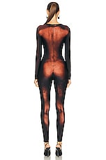 Jean Paul Gaultier Printed Corps Long Sleeve High Neck Jumpsuit in Dark Nude, view 3, click to view large image.