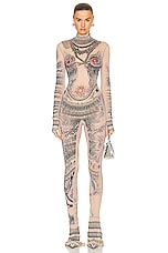 Jean Paul Gaultier Printed Soleil High Neck Jumpsuit in Nude, Blue, & Red, view 1, click to view large image.