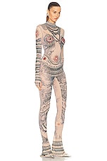 Jean Paul Gaultier Printed Soleil High Neck Jumpsuit in Nude, Blue, & Red, view 2, click to view large image.