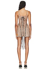 Jean Paul Gaultier X KNWLS Conical Laced Branded Patch Sleeveless Dress in Brown & Ecru, view 3, click to view large image.