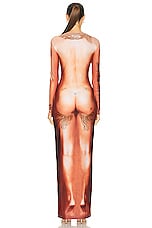 Jean Paul Gaultier Printed Corps Long Sleeve High Neck Dress in Light Nude, view 3, click to view large image.