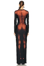 Jean Paul Gaultier Printed Corps Long Sleeve High Neck Short Dress in Dark Nude, view 3, click to view large image.