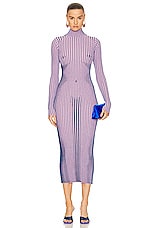 Jean Paul Gaultier Trompe L'oeil High Neck Long Sleeve Dress in Pink & Blue, view 1, click to view large image.