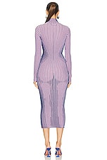 Jean Paul Gaultier Trompe L'oeil High Neck Long Sleeve Dress in Pink & Blue, view 3, click to view large image.