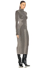 Jean Paul Gaultier Trompe L'oeil High Neck Long Sleeve Dress in Brown & Silver, view 2, click to view large image.