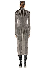 Jean Paul Gaultier Trompe L'oeil High Neck Long Sleeve Dress in Brown & Silver, view 3, click to view large image.