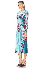Jean Paul Gaultier Flower Body Morphing Long Sleeve Dress in Blue, Red, & White, view 3, click to view large image.