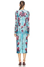 Jean Paul Gaultier Flower Body Morphing Long Sleeve Dress in Blue, Red, & White, view 4, click to view large image.