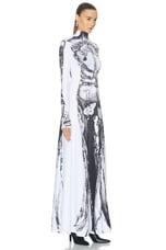 Jean Paul Gaultier Dentelle Trompe L'oeil Long Sleeve Dress in White & Black, view 3, click to view large image.