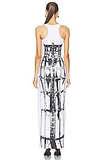 Jean Paul Gaultier Cage Trompe L'oeil Sleeveless Long Dress in White & Black, view 3, click to view large image.