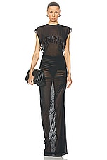 Jean Paul Gaultier Sequins Gaultier Mesh Long Dress in Black, view 1, click to view large image.