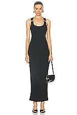 Jean Paul Gaultier Overall Buckle Ribbed Dress in Black, view 1, click to view large image.