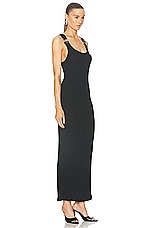 Jean Paul Gaultier Overall Buckle Ribbed Dress in Black, view 2, click to view large image.