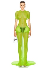 Jean Paul Gaultier X Shayne Oliver Mesh Fishtail Dress in Lime, view 1, click to view large image.