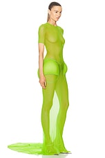 Jean Paul Gaultier X Shayne Oliver Mesh Fishtail Dress in Lime, view 2, click to view large image.