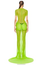 Jean Paul Gaultier X Shayne Oliver Mesh Fishtail Dress in Lime, view 3, click to view large image.