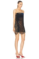 Jean Paul Gaultier X Shayne Oliver Slashing 3D City Mini Dress in Brown, Green, Blue, & Red, view 2, click to view large image.