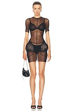 Jean Paul Gaultier X Shayne Oliver Mesh Short Dress in Black, view 1, click to view large image.