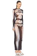 Jean Paul Gaultier Body Lace Mariniere Long Dress in Black, Grey, & White, view 2, click to view large image.