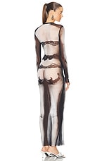 Jean Paul Gaultier Body Lace Mariniere Long Dress in Black, Grey, & White, view 3, click to view large image.