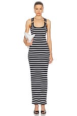 Jean Paul Gaultier Ribbed Mariniere Long Dress in Black & White, view 1, click to view large image.