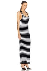 Jean Paul Gaultier Ribbed Mariniere Long Dress in Black & White, view 2, click to view large image.