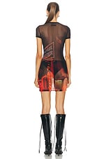 Jean Paul Gaultier Pigalle Mesh Short Printed Dress in Black, Red, Orange, & Blue, view 4, click to view large image.