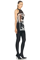 Jean Paul Gaultier Eyes And Lips Mesh Tanktop Dress in Black, Grey, & White, view 2, click to view large image.