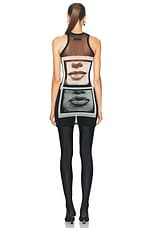 Jean Paul Gaultier Eyes And Lips Mesh Tanktop Dress in Black, Grey, & White, view 4, click to view large image.