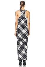 Jean Paul Gaultier Tartan Tank Top Long Dress in Black, Grey, & White, view 3, click to view large image.