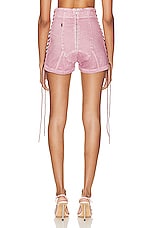 Jean Paul Gaultier X KNWLS Washed Laced High Waisted Mini Short in Lila, view 3, click to view large image.
