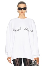 Jean Paul Gaultier Crewneck Cotton Sweatshirt in White & Black, view 1, click to view large image.