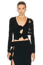 Jean Paul Gaultier Flowers Button Cardigan in Black, view 1, click to view large image.