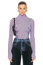 Jean Paul Gaultier Trompe L'oeil High Neck Long Sleeve Sweater in Pink & Blue, view 1, click to view large image.