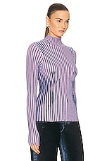 Jean Paul Gaultier Trompe L'oeil High Neck Long Sleeve Sweater in Pink & Blue, view 2, click to view large image.
