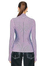Jean Paul Gaultier Trompe L'oeil High Neck Long Sleeve Sweater in Pink & Blue, view 3, click to view large image.