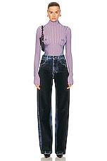 Jean Paul Gaultier Trompe L'oeil High Neck Long Sleeve Sweater in Pink & Blue, view 4, click to view large image.