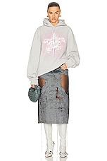 Jean Paul Gaultier Printed Safe Sex Tattoo Oversize Hoodie in Grey, view 4, click to view large image.