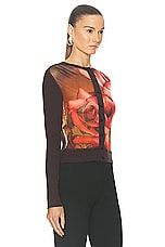Jean Paul Gaultier Roses Long Cardigan in Brown, Green, Red, & Blue, view 2, click to view large image.