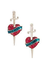 Jean Paul Gaultier Heart And Sword Earrings in Silver, view 1, click to view large image.