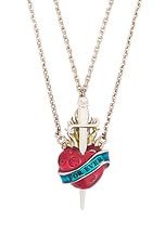 Jean Paul Gaultier Separable Heart And Sword Necklace in Silver, view 3, click to view large image.