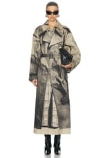 Jean Paul Gaultier Trench Trompe L'oeil Oversize Trench Coat in Sand & Black, view 1, click to view large image.