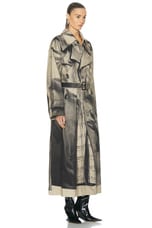 Jean Paul Gaultier Trench Trompe L'oeil Oversize Trench Coat in Sand & Black, view 2, click to view large image.