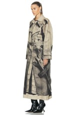 Jean Paul Gaultier Trench Trompe L'oeil Oversize Trench Coat in Sand & Black, view 3, click to view large image.