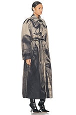 Jean Paul Gaultier Nylon Padded Trench in Beige & Black, view 2, click to view large image.