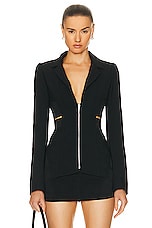 Jean Paul Gaultier X KNWLS Embroidered Detail Suit Jacket in Black, view 1, click to view large image.
