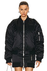 Jean Paul Gaultier Embroidered Oversize Bomber Jacket in Black, view 2, click to view large image.