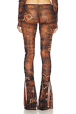 Jean Paul Gaultier X KNWLS Low Waisted Scratch Wood Flare Legging in Brown & Ecru, view 4, click to view large image.