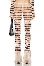 Jean Paul Gaultier X KNWLS Low Waist Striped Washed Mariniere Flare Legging in Ecru & Brown, view 1, click to view large image.